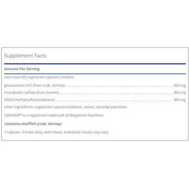 Glucosamine Chondroitin with MSM (120 capsules) - Pure Encapsulations -  Supports Connective Tissue, Muscles, Ligaments, Tendons and Joints